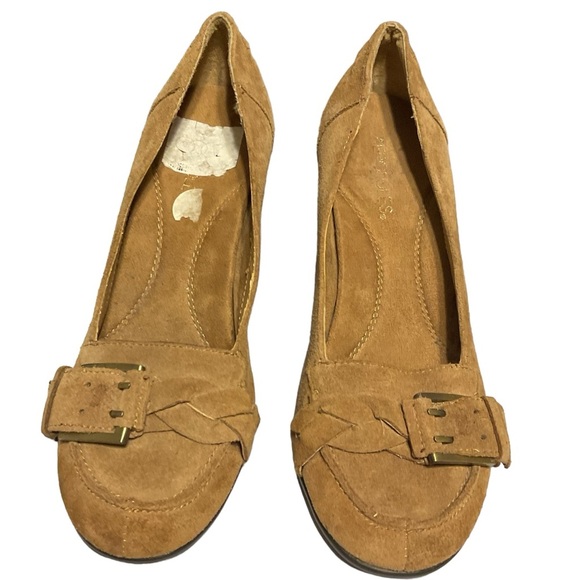 Aerosoles Roler Derby Heels Suede Tan Buckle‎ size 10 - Picture 9 of 10
